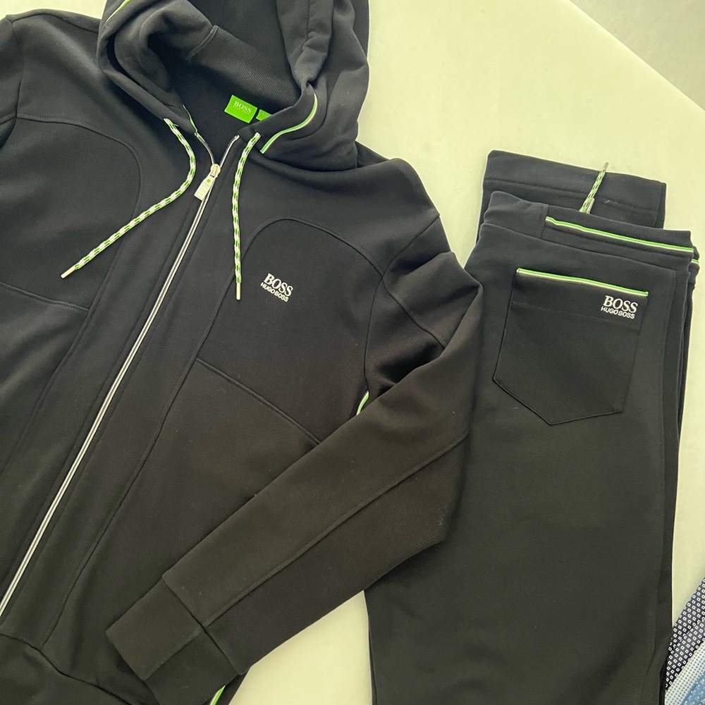 Boss Black Hoodie and Joggers with Lime Green Accents